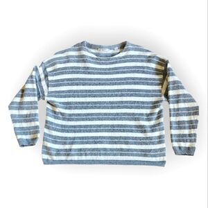 AllSaints Wool Alpaca blend Gray White Stripe Sweater size M